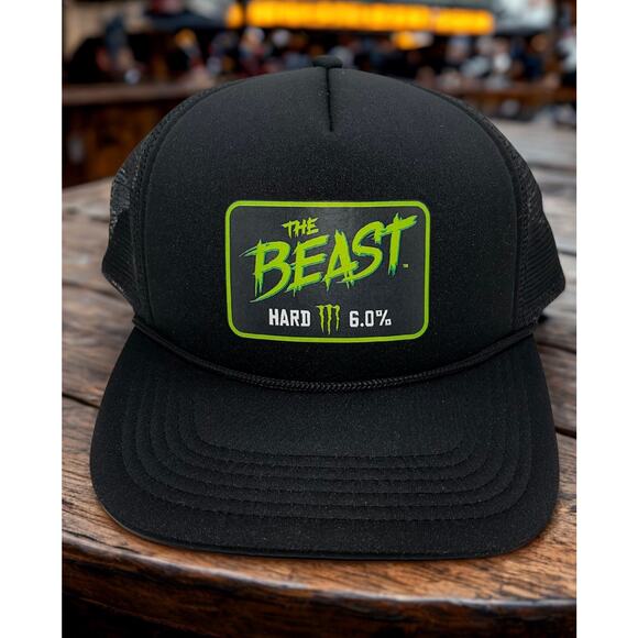 Monster Energy The Beast Unleashed Hard 6.0% Trucker Hat Snapback Black NWOT - Picture 1 of 9